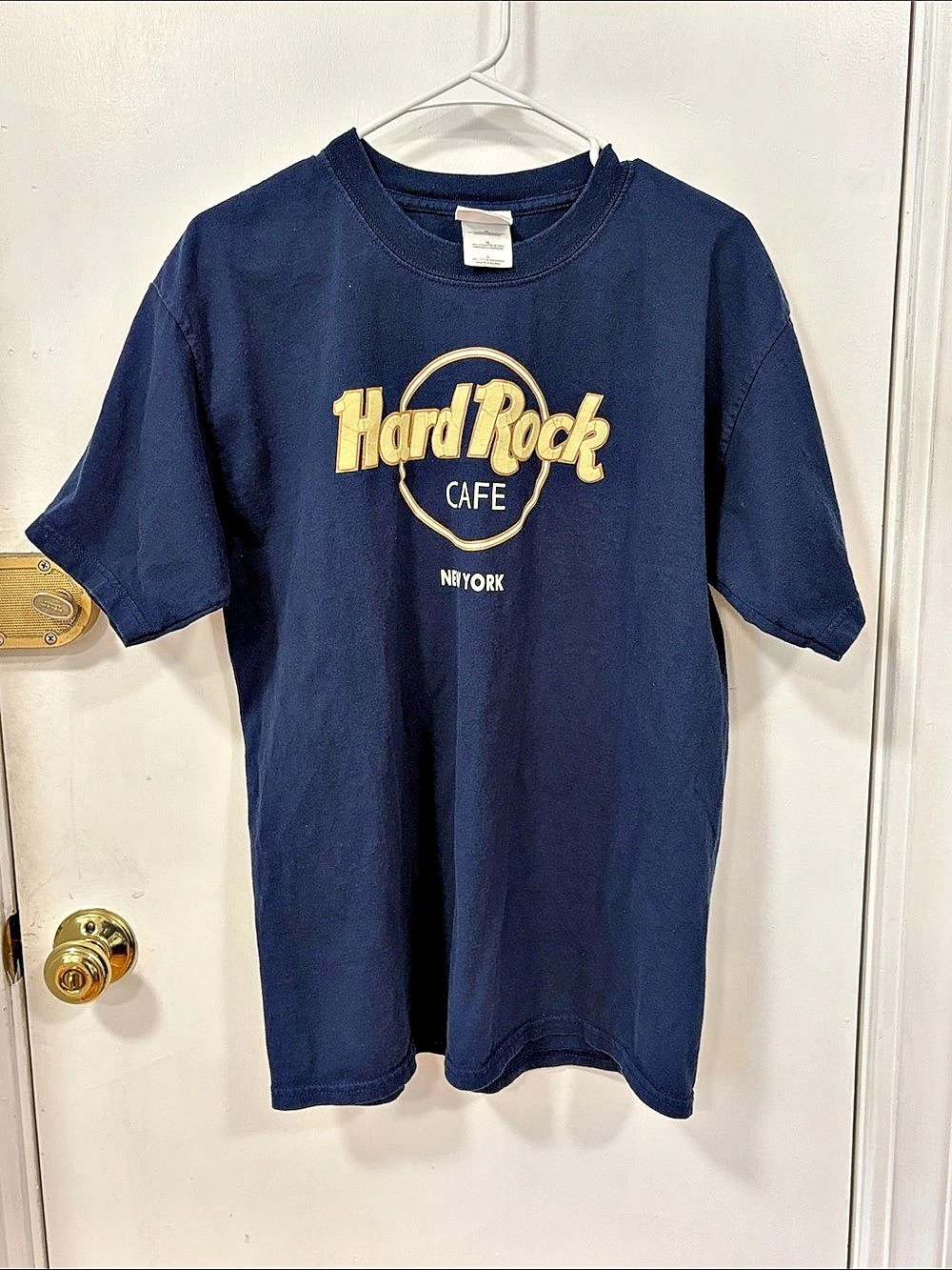 Hard Rock Cafe New York Graphic T-Shirt Tee Blue Large